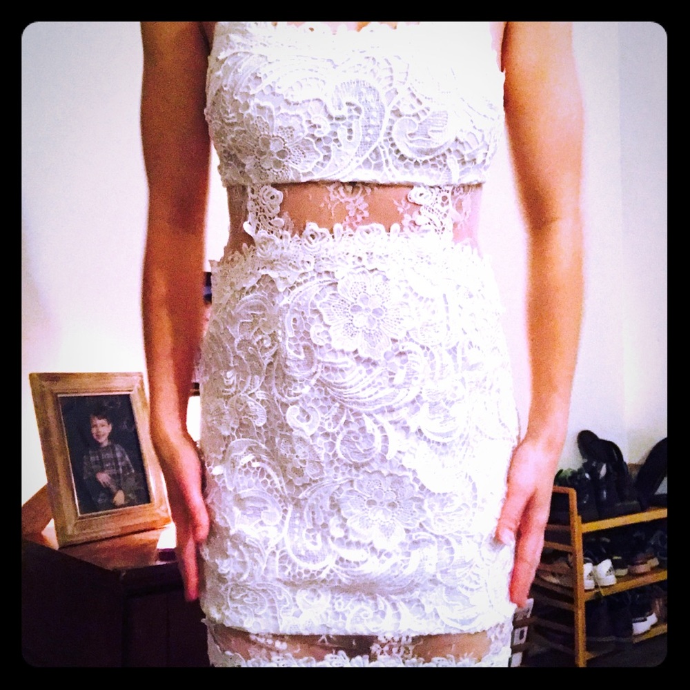 White lace and crochet summer dress